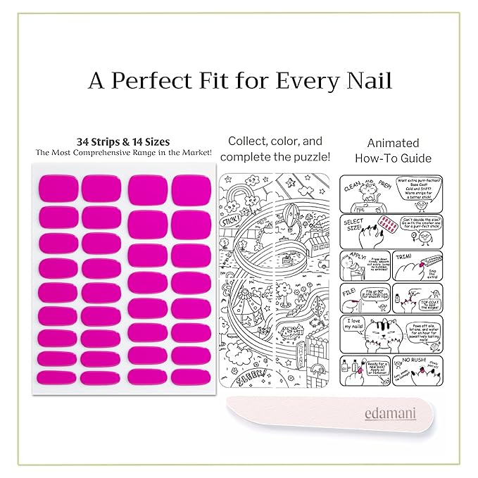 34 Piece Fully Cured Gel Nail Strips With No UV Light Needed, 14+ Days Gel Nail Polish Stickers, Salon Quality, Easy to Apply & Remove – Toxin Free, No Damage (Carnival)