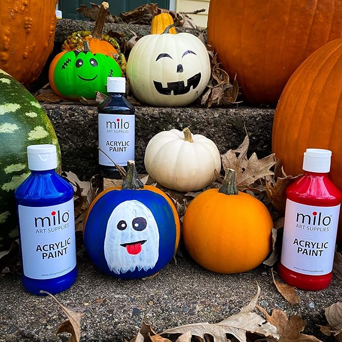 milo Acrylic Paint Set of 6 Colors | 4 oz Bottles | Student Primary Colors Acrylics Painting Pack | Made in the USA | Non-Toxic Art & Craft Paints for Artists & Hobby Painters