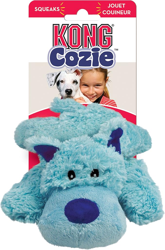 KONG Cozie Baily the Blue Dog, Medium Dog Toy, Blue