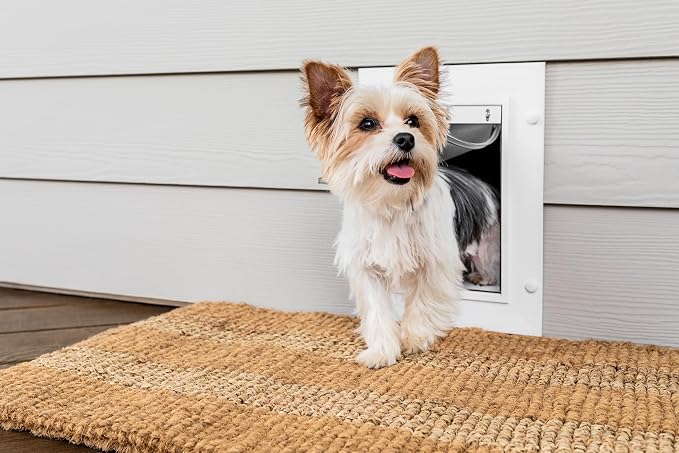 PetSafe Wall Entry Pet Door, Telescoping, Dogs up to 15 lb, Small | Insulates Better Than Metal, Interior & Exterior Install, Weatherproof Double-Flap, DIY Telescoping Tunnel 4.75-7.25 in Walls