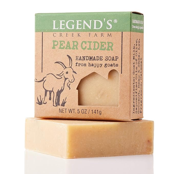 Legend's Creek Farm Goat Milk Soap - Cleansing Moisturizing Bar for Hands and Body - 5 Oz Creamy Lather, Nourishing, Gentle Natural Soap for Sensitive Skin (Pear Cider, Pack of 2)