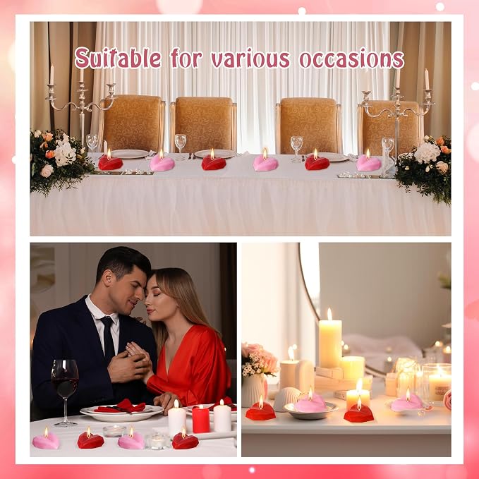 6 Pcs Valentine's Day Candles- Heart Shape Scented Candles- Handmade Diamond Heart Aromatherapy Candles for Valentine's Day, Wedding, Anniversary, Birthday, Home Decor (Red, Pink)