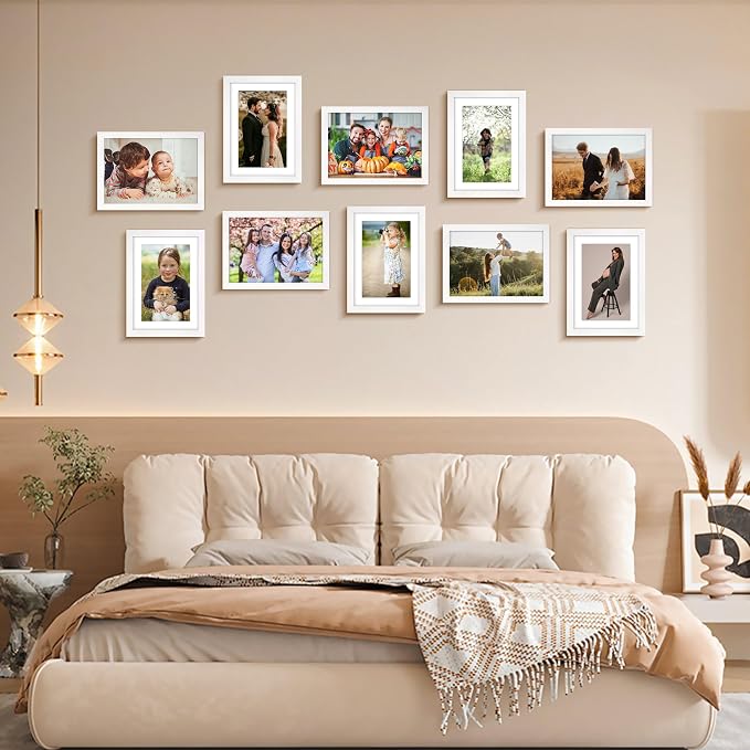 5x7 Picture Frame Set of 2, Photo Frame with HD Plexiglass, Display Pictures 4x6 with Mat or 5x7 Without Mat, White Picture Frames Collage for Tabletop or Wall Display