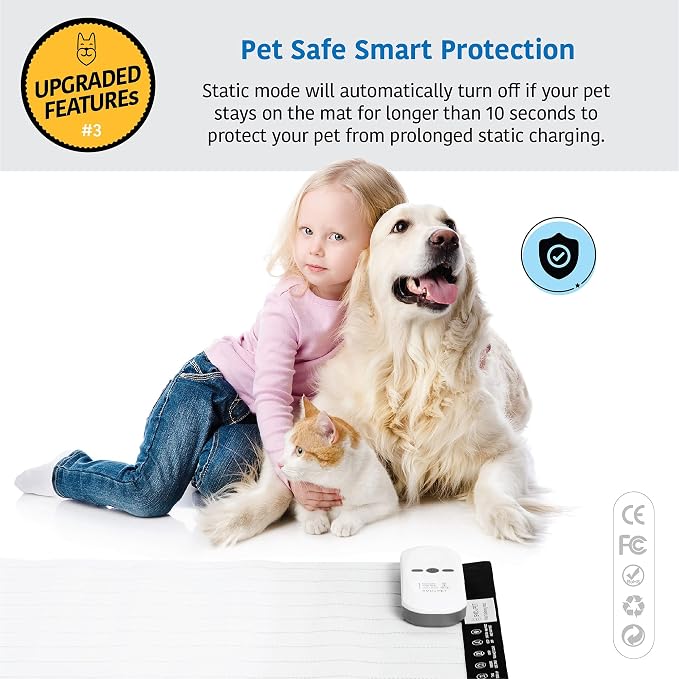SVD.PET Pet Training Mat, 22"x16" Electric Scat Mat for Cats & Dogs, White