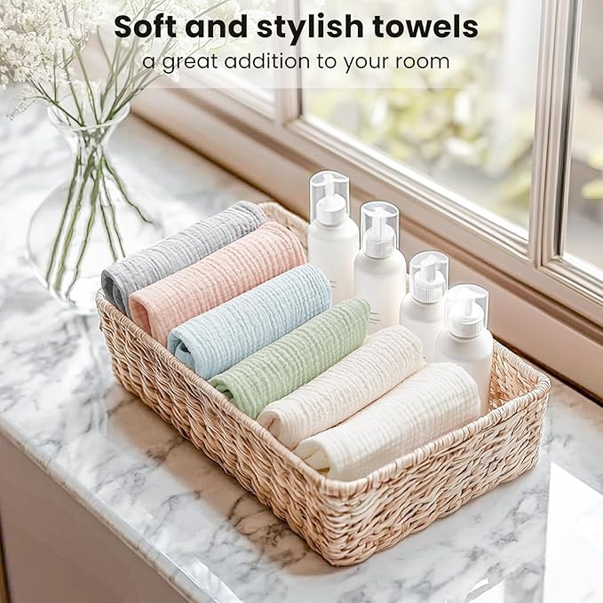 Konssy 6 Pack Face Cloths, Soft Wash Cloth for Washing Face, Cotton Face Towels for Sensitive Skin Women Facial Makeup Remover Reusable Absorbent Washcloths (11 x 11 Inch)