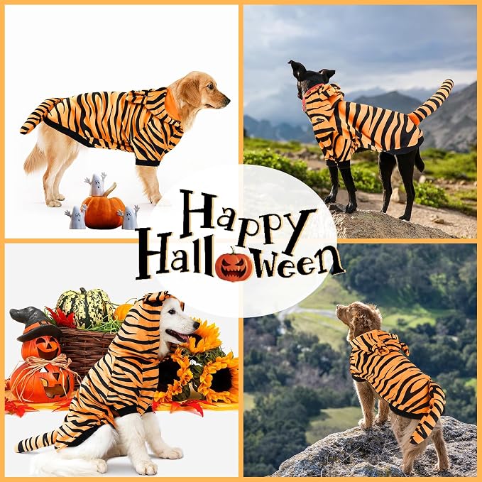 NACOCO Halloween Dog Tiger Costume-Pet Cosplay Clothes Cat Coat Hoodie Outfits Warm Winter Apparel for Dog Small and Medium Cat(S)