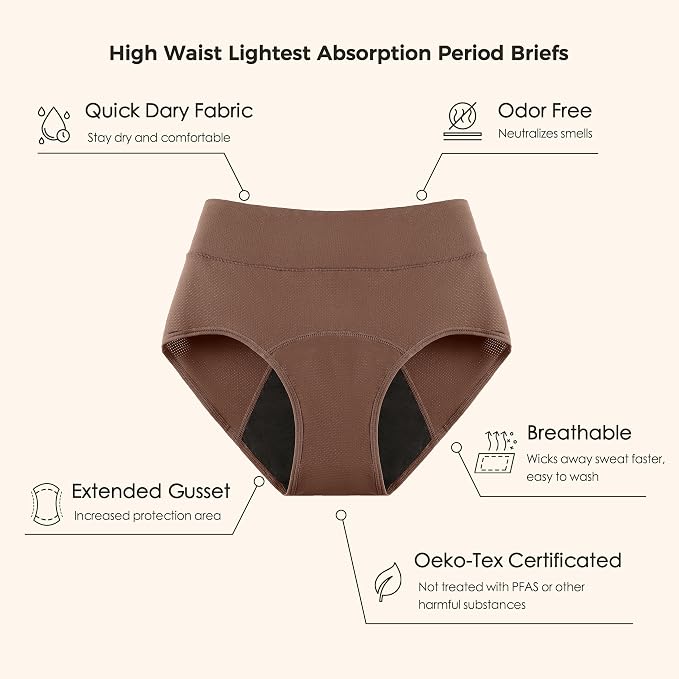 Period Underwear for Women 3 Layers Breathable Menstrual Period Panties