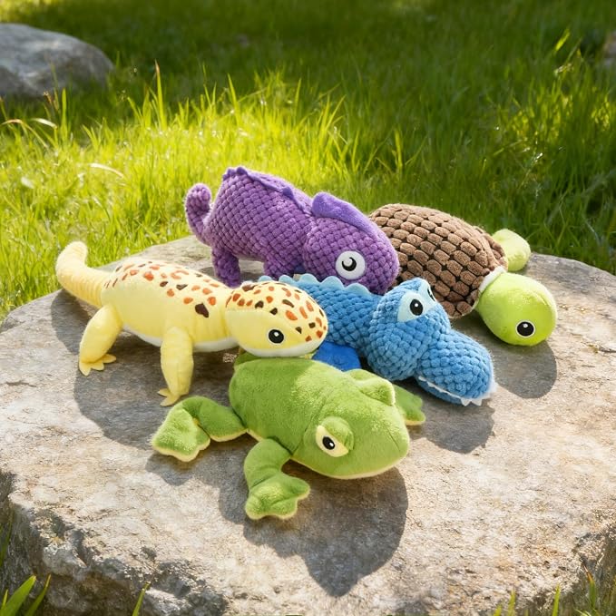 PrimePets 5 Pack Plush Crinkle Squeaky Dog Toys for Small Medium Large Dog