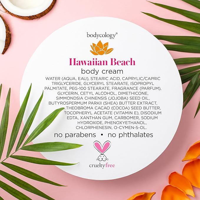 Bodycology Shea Butter Body Cream, Hawaiian Beach, 8 oz
