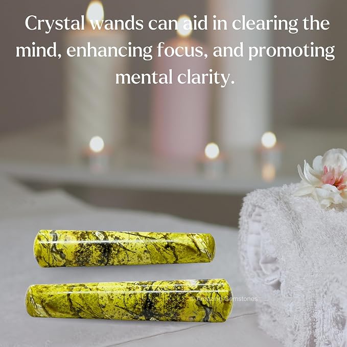 Amazing Gemstone Green Opal Crystal Wand Massage Stick - Pelvic Wand Gua Sha for Adults - Crystals and Healing Stones Massage Wands for Adults Gifts (Smooth)