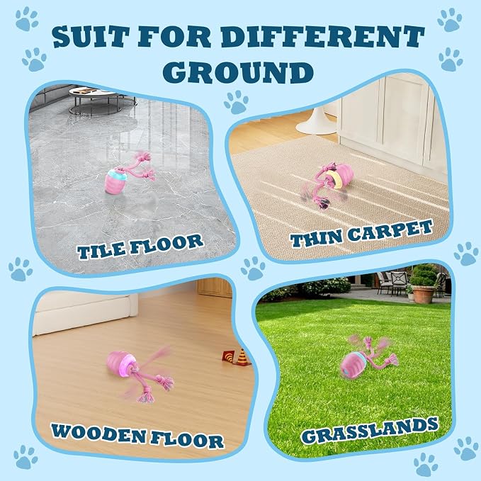 Interactive Dog Toys Ball - New Upgraded Chase Buddy Dog Toy for Medium/Large Dogs, Automatic Moving and Rolling Dogs Ball for Boredom, USB Rechargeable(Pink)
