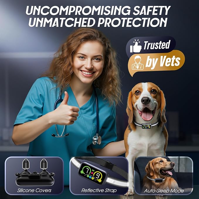 Smart Dog Bark Collar with Advanced Bark Detection, Anti Barking Devices with 4 Adjustable Modes & 7 Sensitivity, Rechargeable Barking Collar for Small Medium Large Dogs, IP67 Waterproof (1, Metalic)