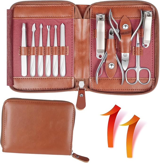 Manicure Set 11 in 1 Stainless Steel Nail Clippers for Men,Manicure Kit for Women,Nail Grooming Kit,Nail Clipper Set,Personal Care Tools