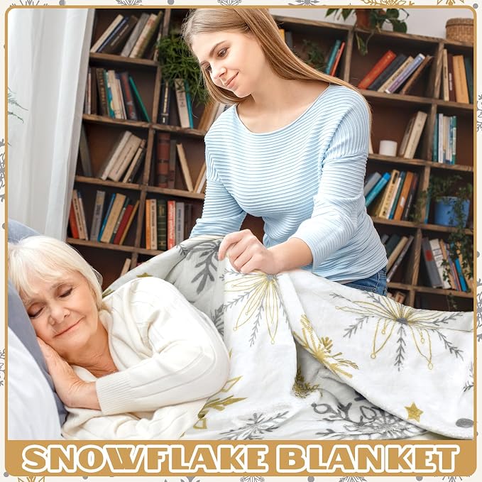 Plush Let It Snow Christmas Throw Blanket Winter Home Decor | 50'' x 60'' Soft Flannel with Snowflake Let It Snow Design, Cozy Fleece for Sofa Bed Couch, Winter Holiday Home Decor Gift