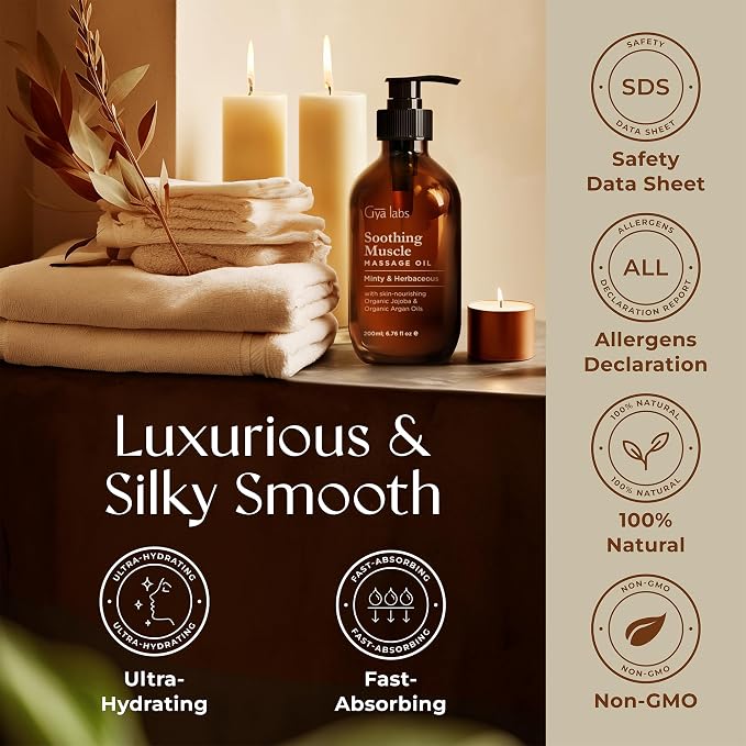 Relaxing Massage Oil & Soothing Massage Oil Set - Aromatherapy Grade Essential Oils Set - 2x200ml - Gya Labs