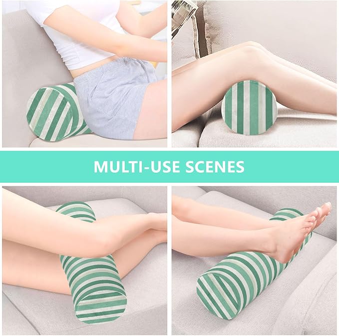 Bolster Pillows for Bed Cylinder Neck Roll Pillow Decorative Round Pillow Covers Cylinder Pillow Long Neckroll Decorative Pillows LightGreen Stripe