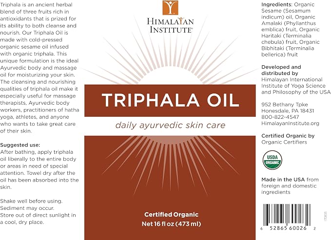 Organic Triphala Oil 16 Fluid Ounces