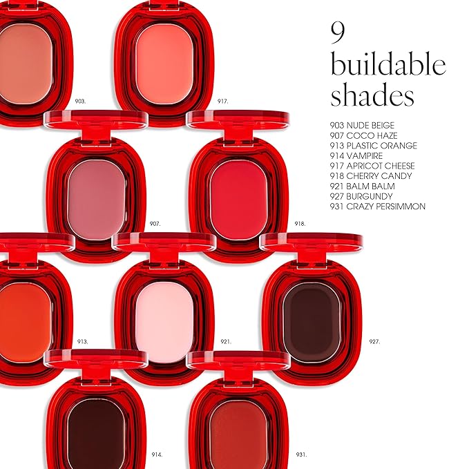 PLAT LIPS 931 CRAZY PERSIMMON, Lip & Cheek, Lightweight, Naturally Dewy+ Glowy Finish, Blendable & Buildable Formula (1.2g, 0.003 oz.)