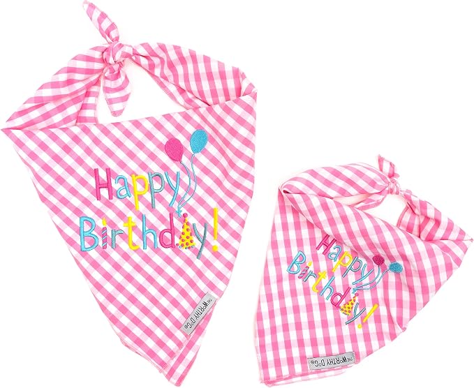 THE WORTHY DOG Icons Classic Tie-On Bandana for Dogs & Cats, Birthday