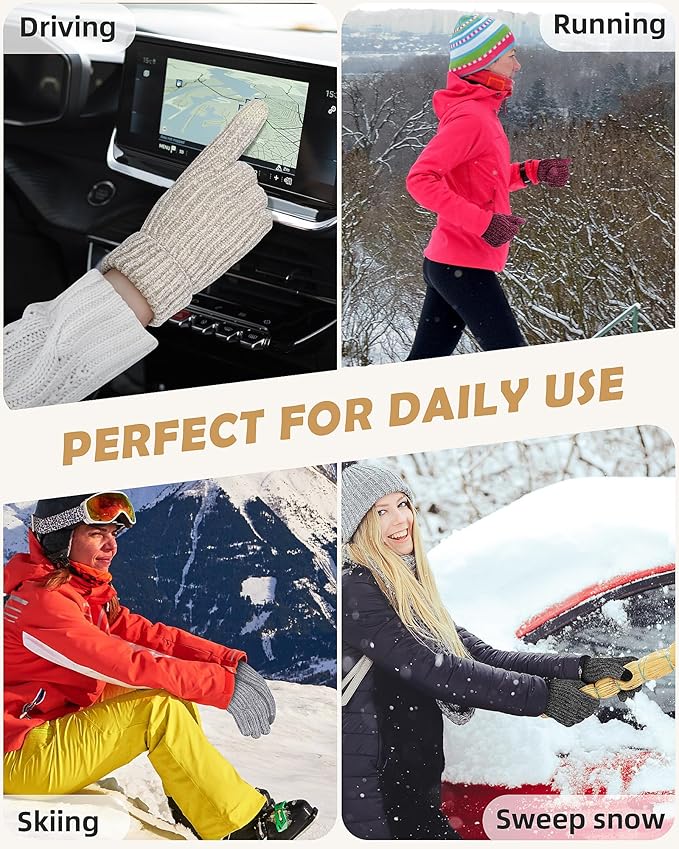 UCQKLI Winter Gloves for Women Chenille, Womens Gloves Cold Weather Fleece Lined, Stocking Stuffers for Women Christmas Gifts