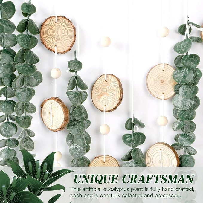 Sggvecsy 21’’ Eucalyptus Wall Hanging Decor Artificial Eucalyptus Plant Fake Greenery Leaves Boho Wall Decor with Wooden Stick for Bedroom Bathroom Kitchen Rustic Farmhouse Home Living Room Decoration