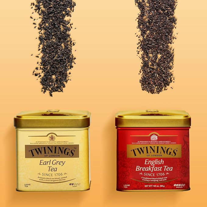 Twinings Earl Grey Loose Black Tea Tins, 7.05 Ounce Tins (Pack of 6), Flavoured with Citrus and Bergamot, Caffeinated, Enjoy Hot or Iced