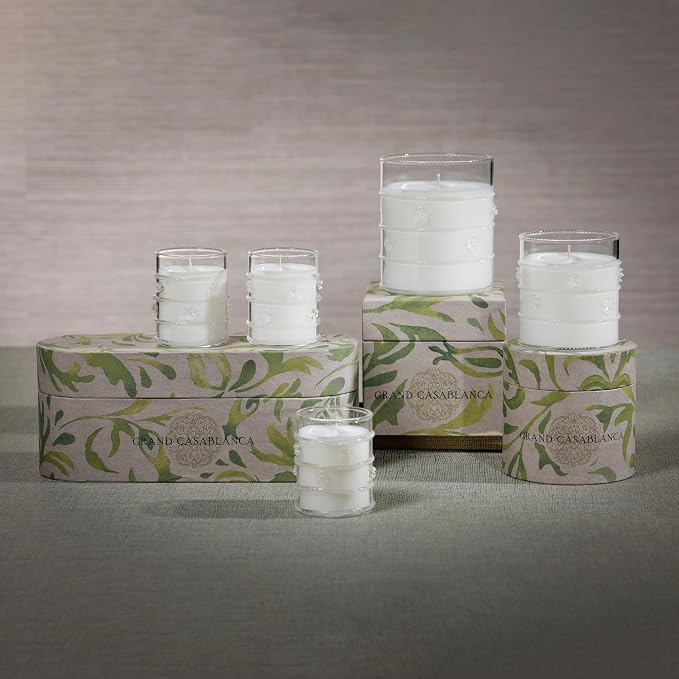 Zodax Grand Casablanca Scented Candle Trio Set for Women and Men - Glass Candles Ideal for Kitchen, Bathroom, and Home Decor - Gift Boxed - Apricot Bloom Scent - Includes 3 Candles