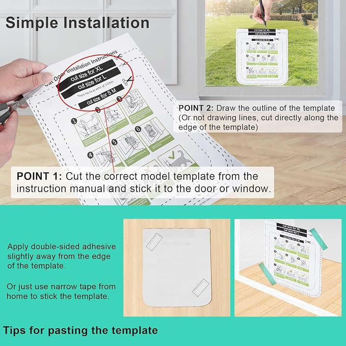 Lessmon Cat Door Flap for Interior Exterior Doors, Outer 11x9.8x0.78in, XL