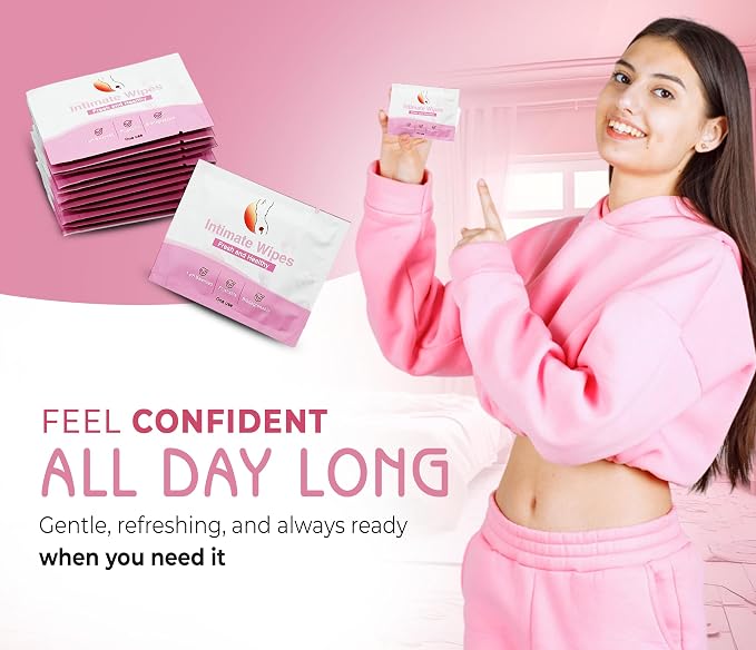 Vagy Rejuvenation Intimate Feminine Wipes – Hypoallergenic Wipes for Women with Aloe & Vitamin E – pH-Balanced, Biodegradable, Travel-Friendly – Feminine Hygiene Post-Workout & Daily Use (30 Count)