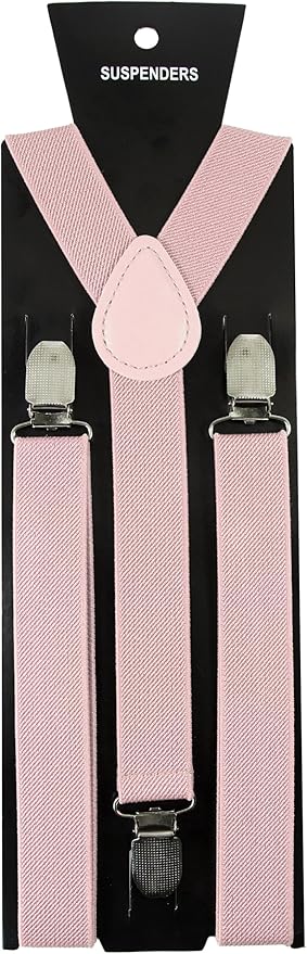 JEMYGINS Solid Color Mens Suspender with 3 Strong Clips Adjustable Braces