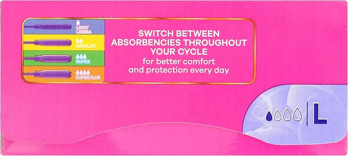 Tampax Radiant Tampons, with LeakGuard Braid, Light Absorbency, Up to 100% Leak and Odor Free Protection, Unscented, 84 Count (3 Packs of 28)