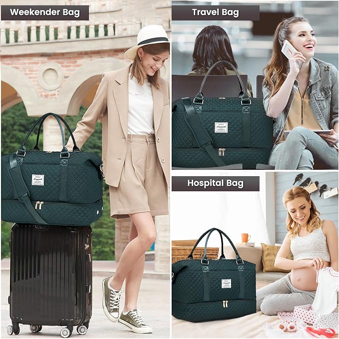 LOVEVOOK Travel Duffle Bag,Weekender Bags for Women with Shoe Compartment,Carry on Overnight Bag with Toiletry Bag,Gym Duffel Bag with Wet Pocket, Hospital Bags for Labor and Delivery