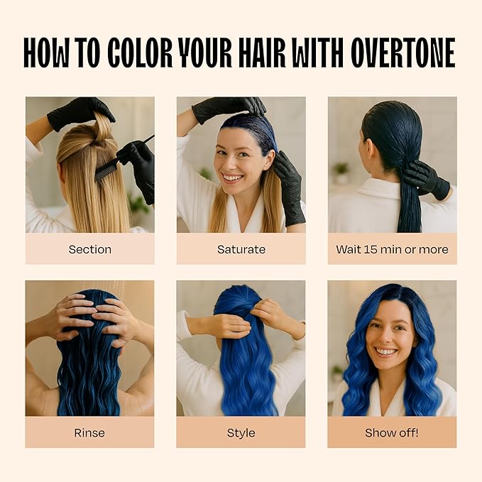 Overtone Semi Permanent Hair Color Conditioner, Cosmic Cobalt, 8 oz, Nourishing, Damage-Free, Color Depositing Mask for All Hair Types with Shea Butter & Coconut Oil, Vegan & Cruelty-Free