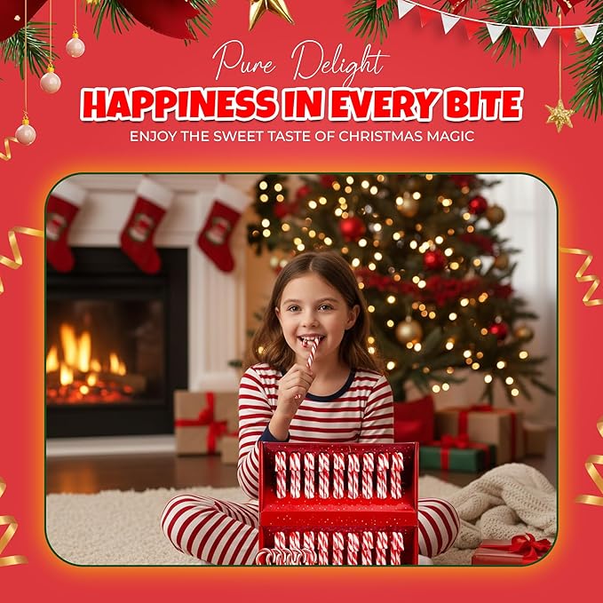 Christmas Candy Canes 36 Pack - Classic Red & White Peppermint Sticks Individually Wrapped - Bulk Christmas Candys for Holiday Treats, Decorations, Stocking Stuffers & Gifts