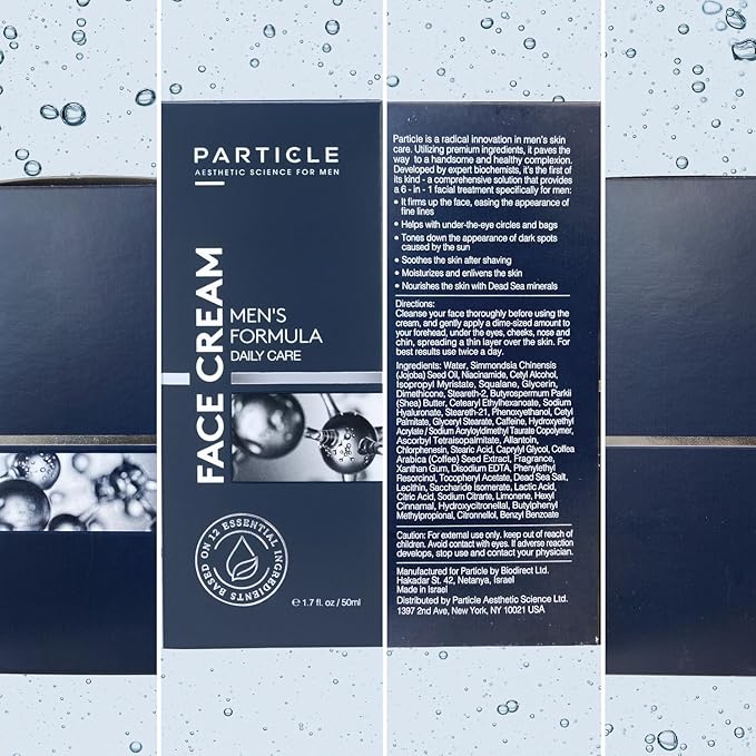 Particle 6 in 1 Face Cream for Men, Men’s Daily Hydrating Moisturizer with Vitamin C, Jojoba Oil, Vitamin E & Hyaluronic Acid, Skin Care Routine, Healthy Skin Support, 1.7 FL OZ, Pack of 3
