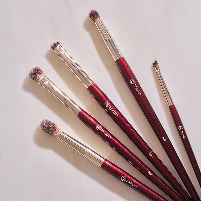 BK BEAUTY - BRUSH SET FOR HOODED OR SMALLER EYES (5PC) - Eyeshadow Brush Set for Blending, Smudging & Defining Eyeshadow and Eyeliner | Premium Eye Makeup Brushes for Precise Application