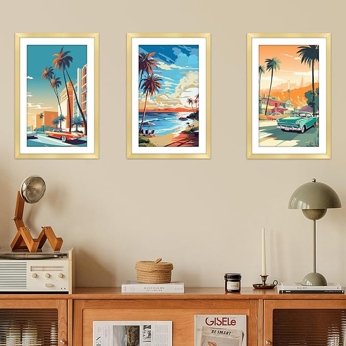 11x17 Picture Frame Gold Set of 2, Photo Frame with HD Plexiglass, Display Pictures 9x15 with Mat or 11x17 Without Mat, Gold Picture Frames Collage Wall Decor, Gallary Wall Frame
