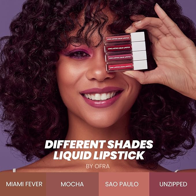 Ofra Long Lasting Liquid Lipstick - Sao Paulo | Nude Matte Lipstick with Peachy Undertones | 8g