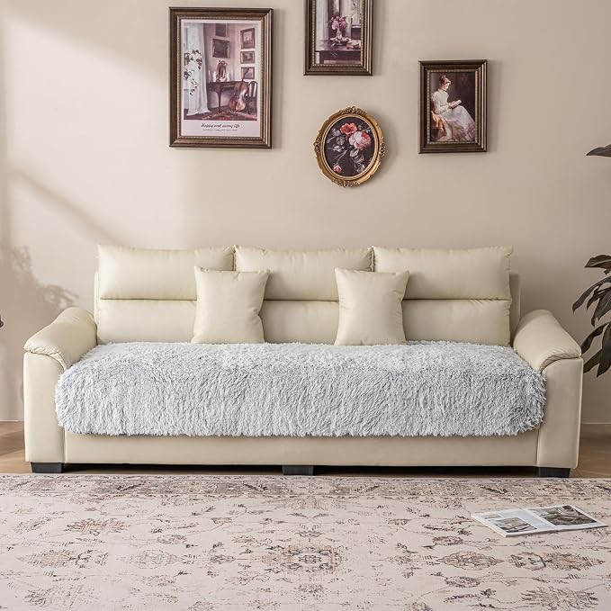 Dogs/Cats Bed Mats, Dog Pad Washable Removable Couch Cover with Anti-Slip Back, Plush Long Fur Mat, Perfect for Small, Medium and Large Dogs.(Magic Gray, 30"x90")