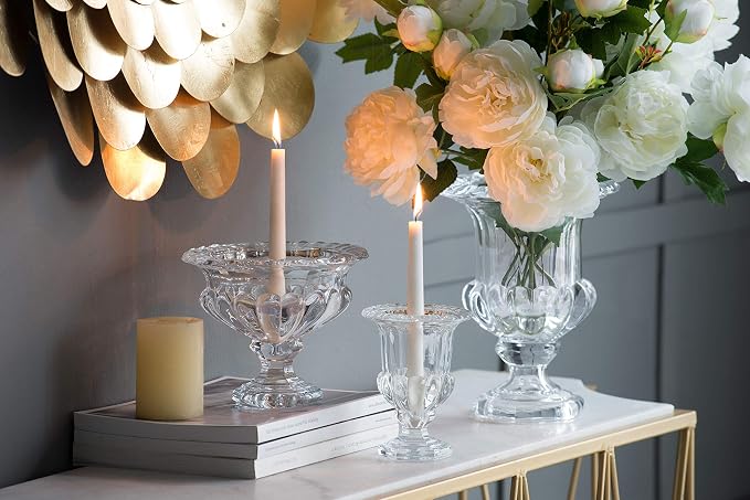 8" x 6" Clear Glass Bowl Flower Vase Planter Rustic Classic Home Décor Table Top Centerpiece Display Container Wedding Party Event Catering Gift