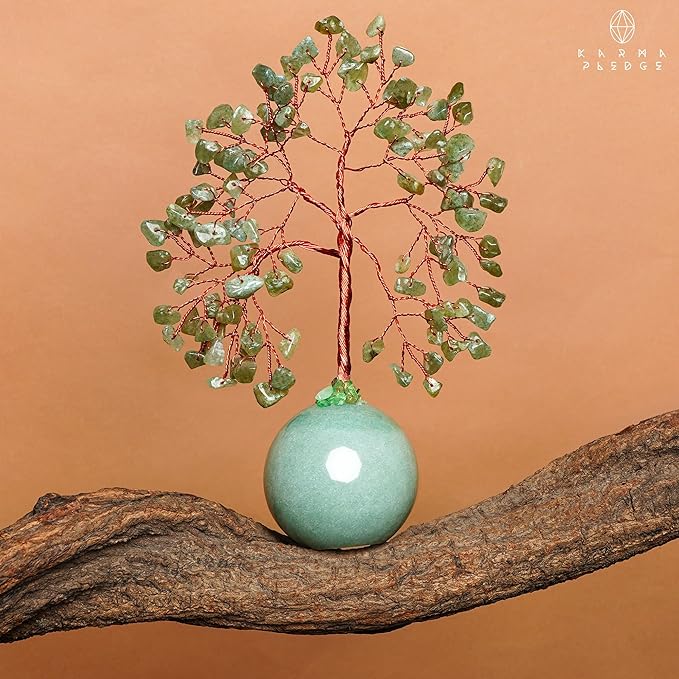 Green Aventurine Crystal Tree of Life Birthday Gifts for Women, Handmade Home Decor, Office, Room Décor, Reiki Healing Crystal Chakra Tree for Money, Positivity, Good Luck Gifts for Her, Mom & Dad