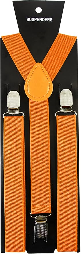 JEMYGINS Solid Color Mens Suspender with 3 Strong Clips Adjustable Braces