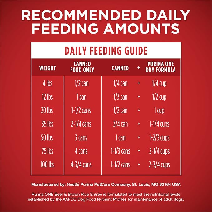 Purina ONE Classic Ground Beef & Rice Wet Dog Food, (12) 13 oz Cans | Complete & balanced for adult dogs, high protein, natural dog food with added vitamins, minerals and nutrients, no fillers