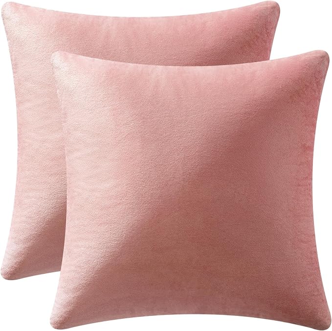 MIULEE Velvet Throw Pillow Covers 16x16 Inch Pack of 2 Dusty Pink | Soft Solid Small Decorative Pillow Covers, Modern Luxury Home Decor, for Couch Chair Sofa Bedroom Livingroom Car