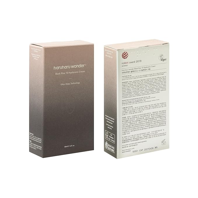 HARUHARU wonder Black Rice 10 Hyaluronic Cream, 1.6 fl oz, Face Moisturizer, Vegan, Cruelty Free, Daily skincare, Korean Skincare