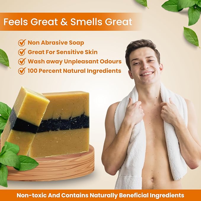 The Black Stuff All Natural Bar Soap for Men Handmade Cold Process Soaps with Organic Ingredients and Essential Oils - Mens Soap for Daily Use, The Good Room Body Soap
