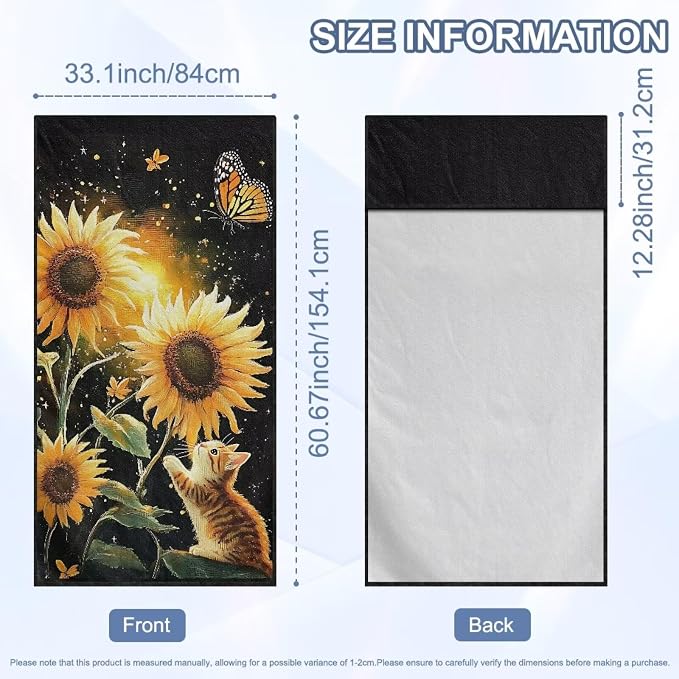 INSTANTARTS Sunflower Cat Towel Car Seat Covers Seat Belt Cover Pad Multi-Use Car Seat Towel Cover