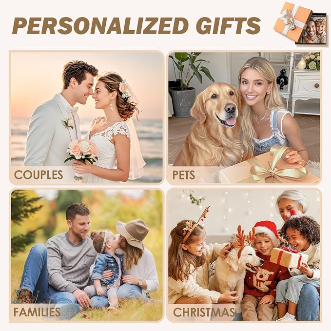 iDIY Custom Blanket with Picture and Text - Ships Next Day - Personalized Photo Throw - Customized Gifts for Family and Couples - 7 Photos