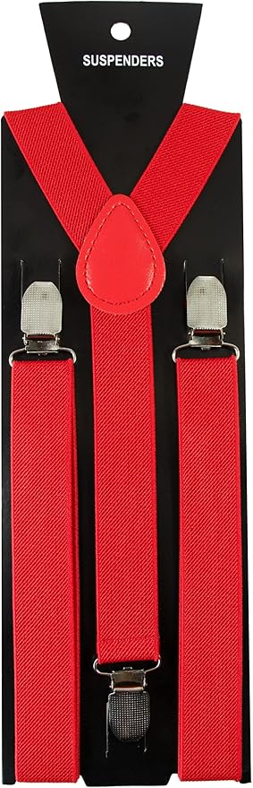 JEMYGINS Solid Color Mens Suspender with 3 Strong Clips Adjustable Braces