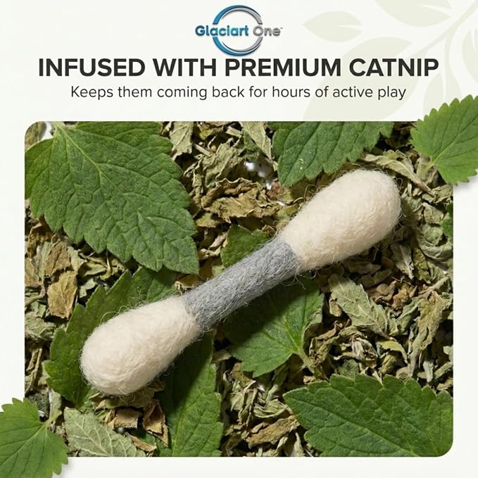 Glaciart One MINI Swabs Cat Toys with Catnip - 6 Pk | Durable for Chew, Cute Cat Toys Interactive Kitty for Boredom, Exercise, & Play | Filled w/Organic Catnip for Anxiety & as Digestive Aid